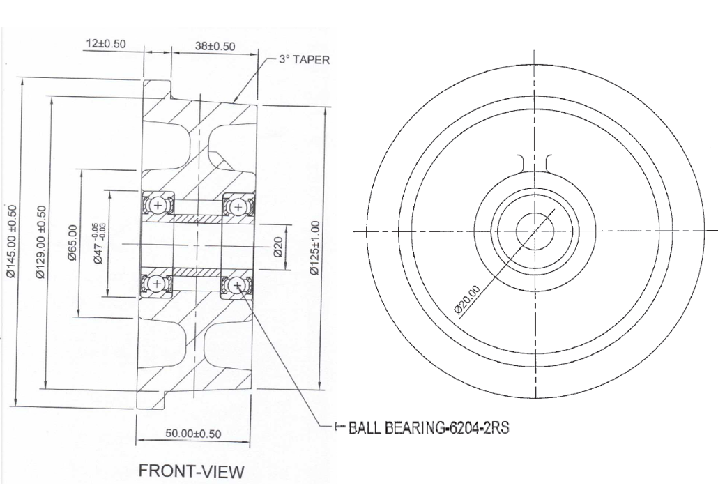Flanged גלגל "5 יציקת ברזל למסילה