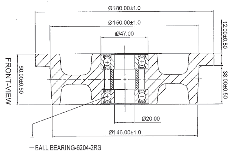 Flanged גלגל "6 יציקת ברזל למסילה