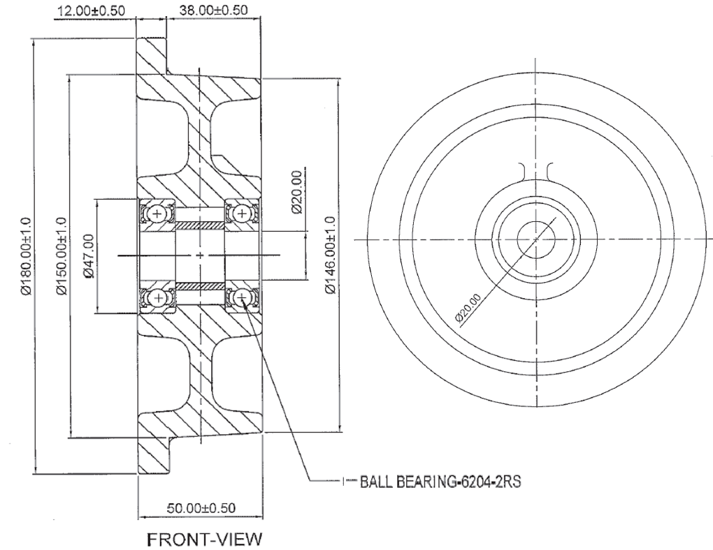 Flanged גלגל "6 יציקת ברזל למסילה
