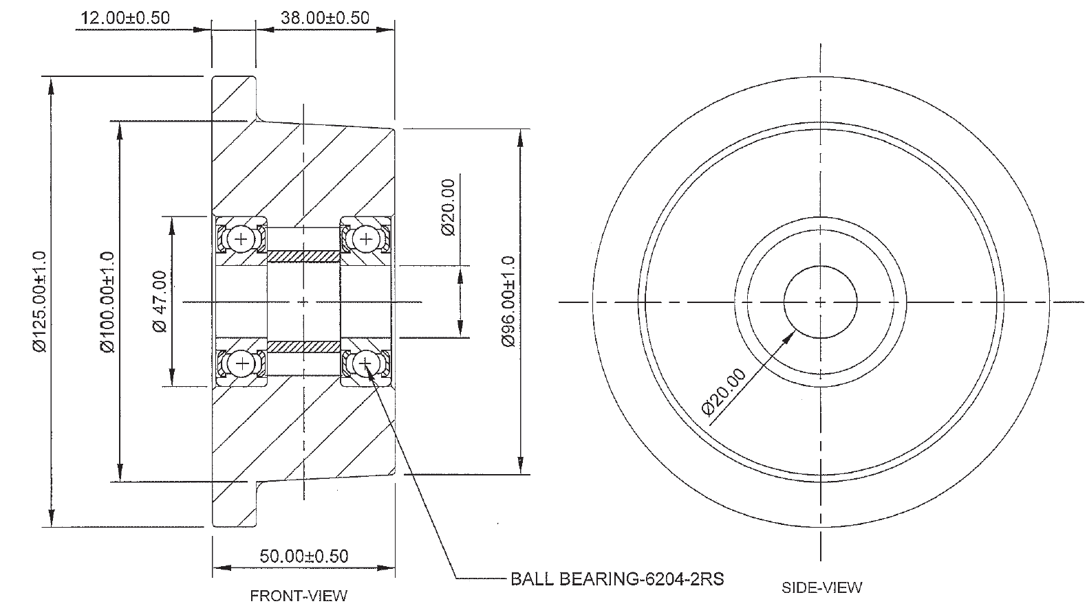 Flanged גלגל "4 יציקת ברזל למסילה