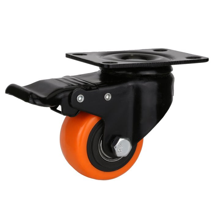 גלגל 50MM PU פלטה מסתובבת + מעצור לעומס 50 ק"ג