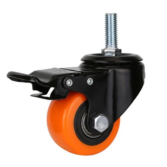 גלגל 50MM PU פלטה מסתובבת + מעצור לעומס 50 ק"ג