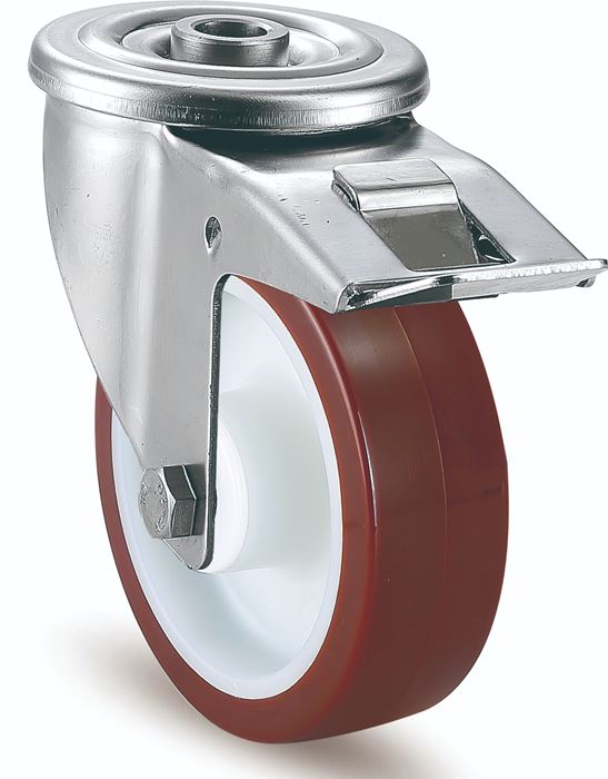 גלגל "6 ניילון פוליאוריטן חור + מעצור לעומס 350 ק"ג