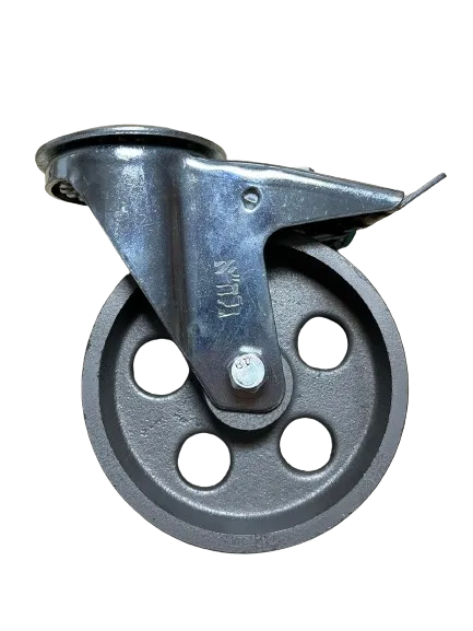 גלגל "5 יציקת ברזל חור לבורג + מעצור מיסב P לעומס 200 ק"ג