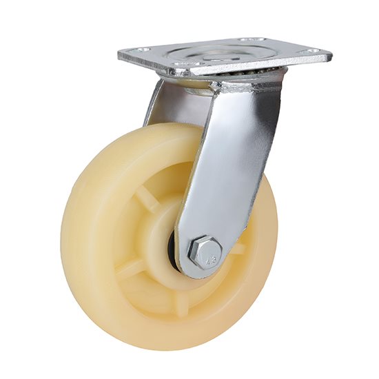 גלגל "4 ניילון PP פלטה מסתובבת לעומס 250 ק"ג מיסב BALL BEARING כפול