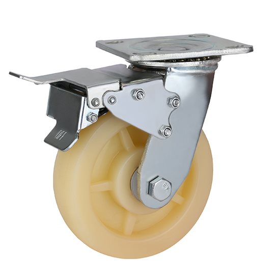 גלגל "5 ניילון PP פלטה מסתובבת + מעצור לעומס 300 ק"ג מיסב BALL BEARING כפול