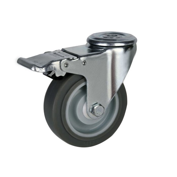 גלגל"3 גומי אפור חור + מעצור לעומס 120 ק"ג