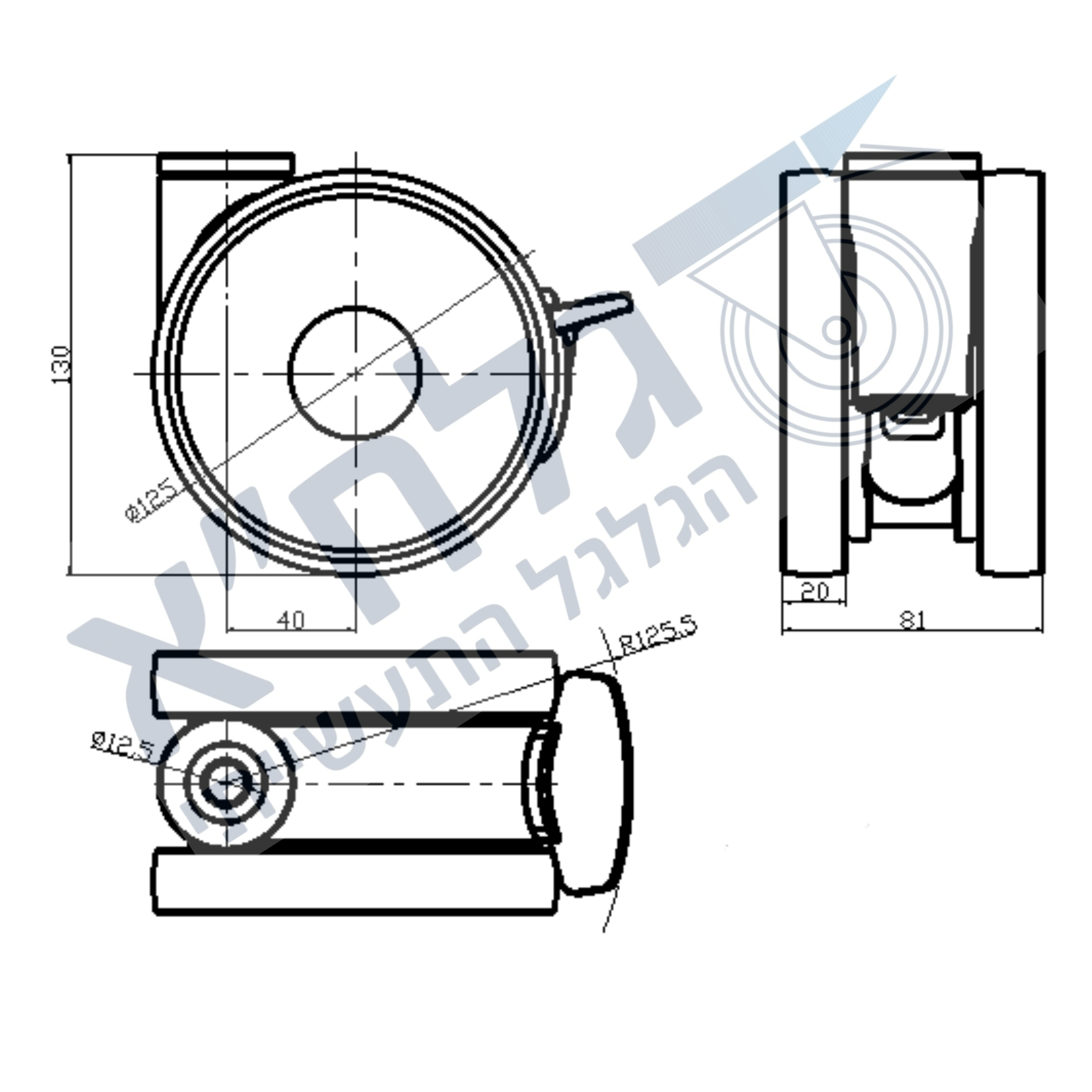גלגל גומי "5 רפואי כפול חור + מעצור