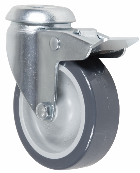 גלגל "2 גומי אפור TPR חור + מעצור לעומס 50 ק"ג