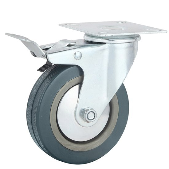 גלגל PVC 75MM פלטה מסתובבת + מעצור 70 ק"ג