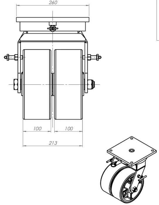 פרויקט גלגל כפול 250MM Anti-static לעומס 3.6 טון