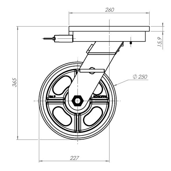 פרויקט גלגל כפול 250MM Anti-static לעומס 3.6 טון