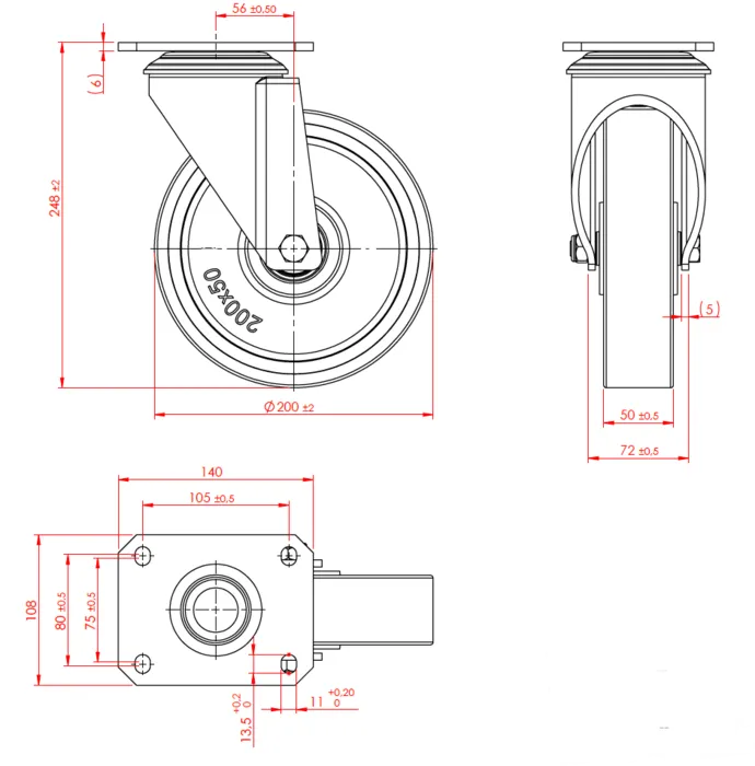 גלגל "8 אוקולון, פלטה מסתובבת לעומס 900 ק"ג מיסב BALL BEARING כפול + תותבים